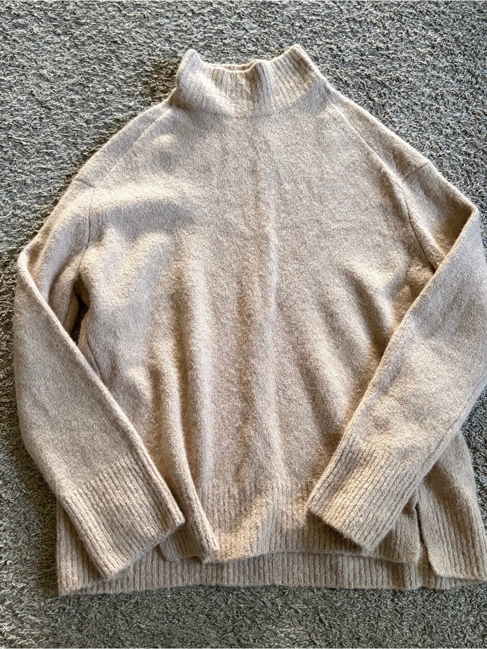 Vince Alpaca Blend Pullover Mockneck Sweater Oatmeal Beige Soft Quiet Luxury L